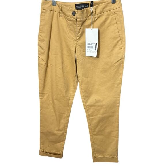 WILDFANG The Essential Trouser Pants Womens 0 Camel Tan Cuff Taper Mid Rise NWT - Picture 1 of 8